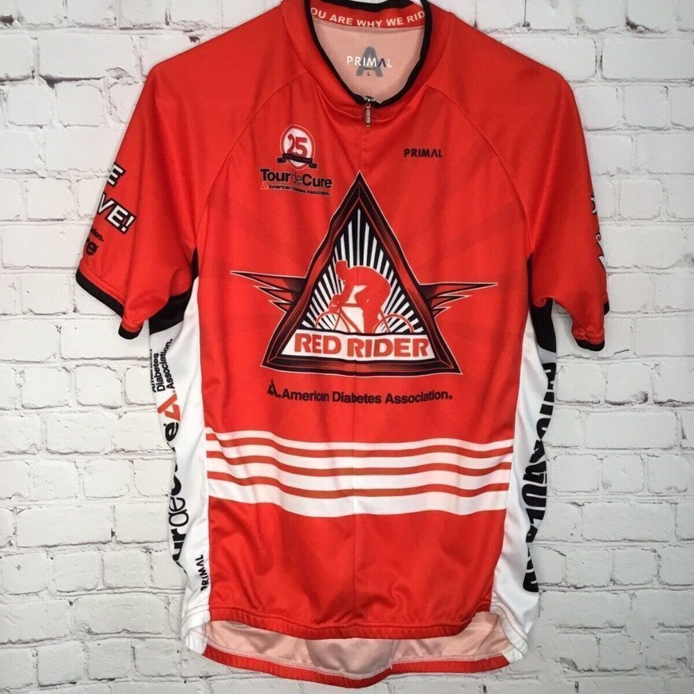 Primal Men's Red Rider 3/4 Zip Short Sleeve Cycling Jersey Shirts Size L‎